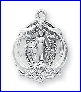Sterling Silver Miraculous Medal, #27091 - 11/16 in.