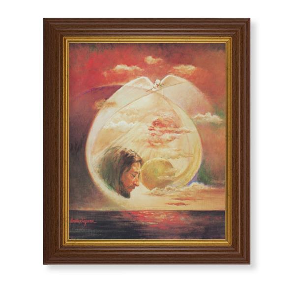 Segura: The Trinity Picture, 10.5"x12.5" Walnut Finished Fluted Frame, Gold Beaded Lip, Italian Print # 27105