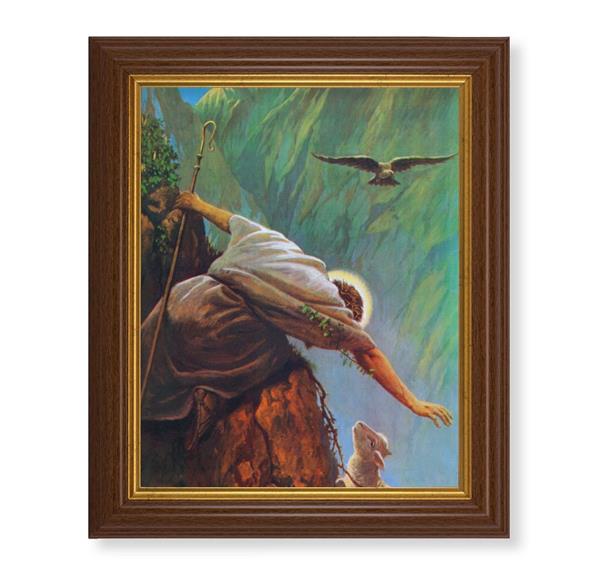 Hook: The Lost Sheep Picture, 10.5"x12.5" Walnut Finished Fluted Frame, Gold Beaded Lip, Italian Print # 27126