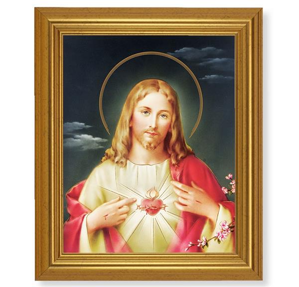 Sacred Heart of Jesus, 10"x12" Gold-Leaf Finished Classic Frame, Italian Print on Artboard # 27141