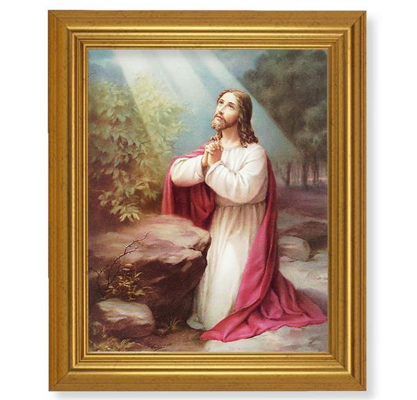 Christ on The Mount of Olives, 10"x12" Gold-Leaf Finished Classic Frame, Italian Print on Artboard # 27145