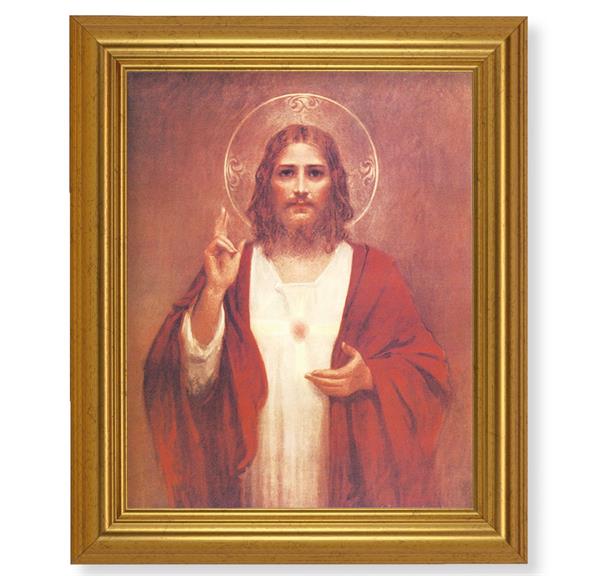 Chambers: Sacred Heart of Jesus, 10"x12" Gold-Leaf Finished Classic Frame, Italian Print on Artboard # 27147