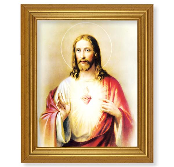 Sacred Heart of Jesus, 10"x12" Gold-Leaf Finished Classic Frame, Italian Print on Artboard # 27150