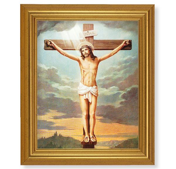 Crucifixion, 10"x12" Gold-Leaf Finished Classic Frame, Italian Print on Artboard # 27155