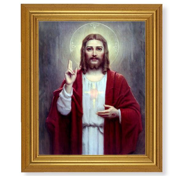 Chambers: Sacred Heart of Jesus, 10"x12" Gold-Leaf Finished Classic Frame, Italian Print on Artboard # 27159