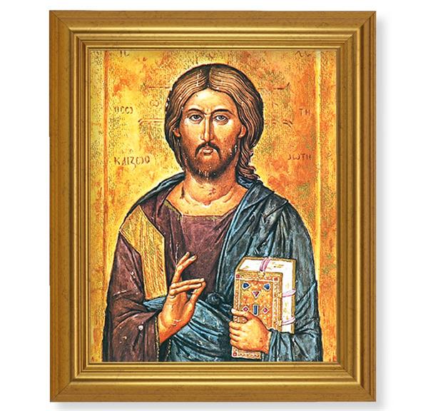 Christ The Teacher Icon, 10"x12" Gold-Leaf Finished Classic Frame, Italian Print on Artboard # 27167