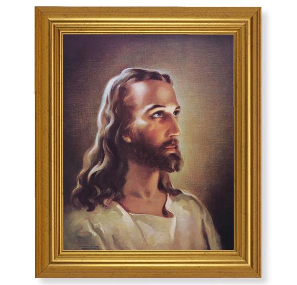 Sallman: Head of Christ, 10"x12" Gold-Leaf Finished Classic Frame, Italian Print on Artboard # 27170