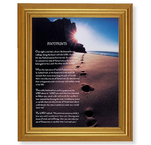 Footprints, 10"x12" Gold-Leaf Finished Classic Frame, Italian Print on Artboard # 27173