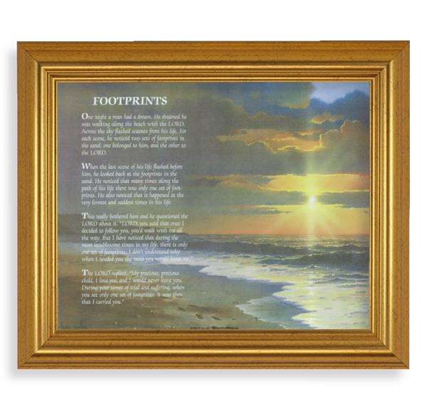 Footprints, 10"x12" Gold-Leaf Finished Classic Frame, Italian Print on Artboard # 27174