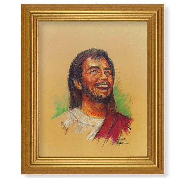 Segura: Laughing Jesus, 10"x12" Gold-Leaf Finished Classic Frame, Italian Print on Artboard # 27177