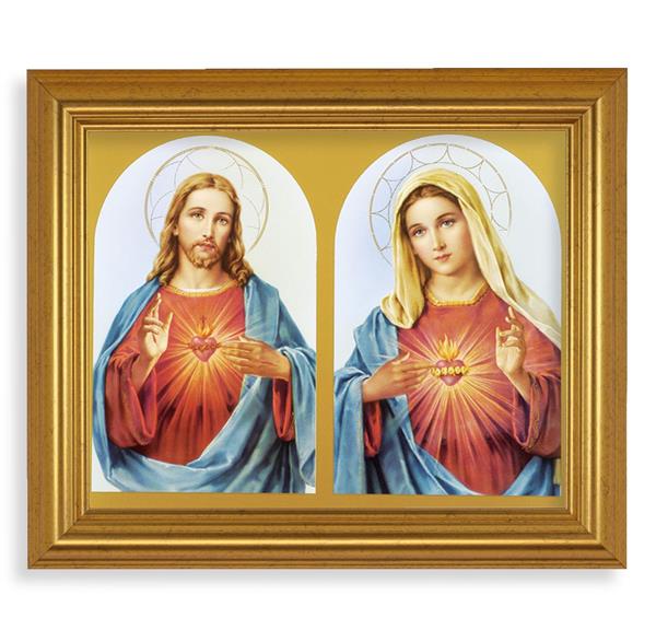 The Sacred Hearts, 10"x12" Gold-Leaf Finished Classic Frame, Italian Print on Artboard # 27180