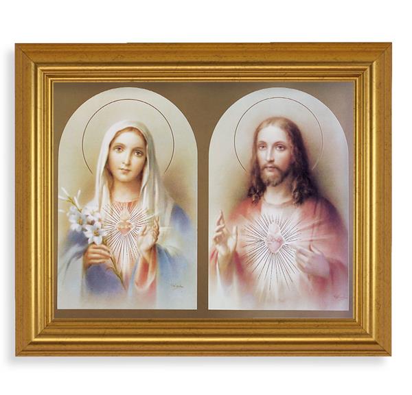 The Sacred Hearts, 10"x12" Gold-Leaf Finished Classic Frame, Italian Print on Artboard # 27181