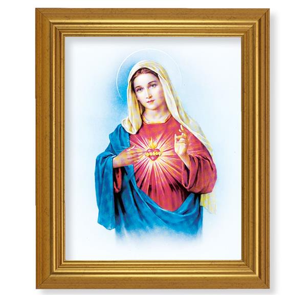 Immaculate Heart of Mary, 10"x12" Gold-Leaf Finished Classic Frame, Italian Print on Artboard # 27186