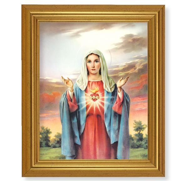 Immaculate Heart of Mary, 10"x12" Gold-Leaf Finished Classic Frame, Italian Print on Artboard # 27192