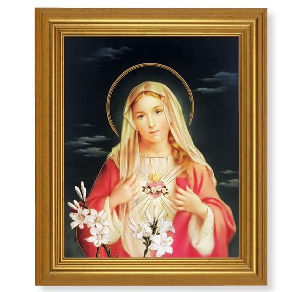 Immaculate Heart of Mary, 10"x12" Gold-Leaf Finished Classic Frame, Italian Print on Artboard # 27193