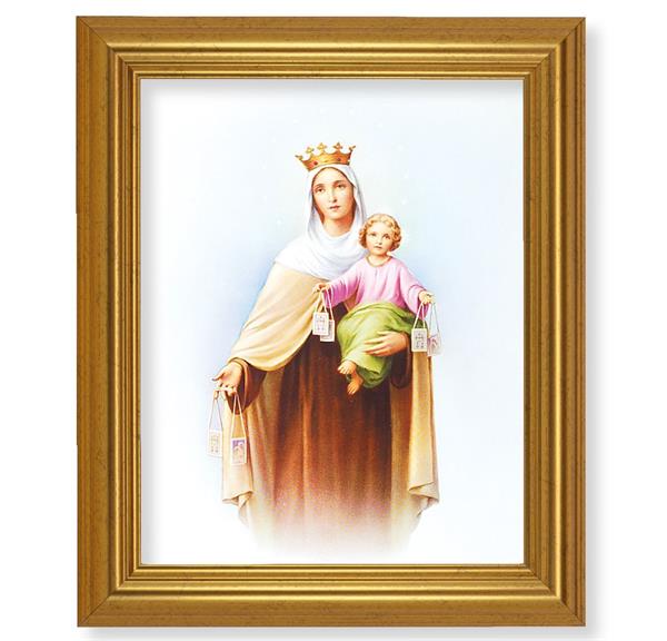 Our Lady of Mount Carmel, 10"x12" Gold-Leaf Finished Classic Frame, Italian Print on Artboard # 27194