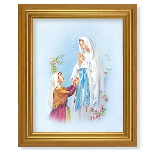 Our Lady of Lourdes, 10"x12" Gold-Leaf Finished Classic Frame, Italian Print on Artboard # 27199