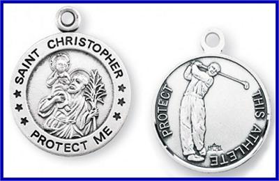 Sterling 7/8" St. Christopher Sport with Your Choice of Chain, Golf, # 27203