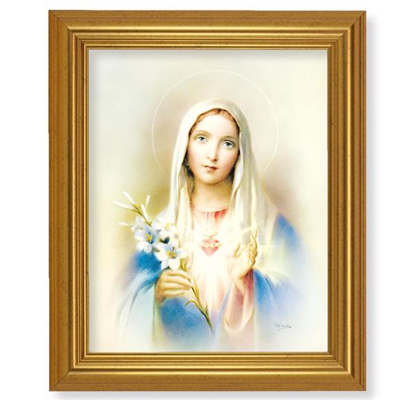 Immaculate Heart of Mary, 10"x12" Gold-Leaf Finished Classic Frame, Italian Print on Artboard # 27208