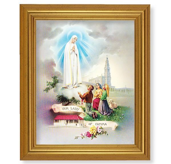 Our Lady of Fatima, 10"x12" Gold-Leaf Finished Classic Frame, Italian Print on Artboard # 27212