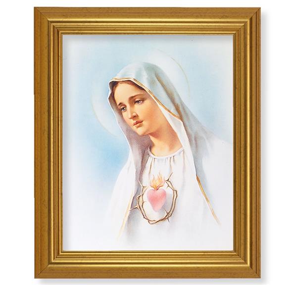 Immaculate Heart of Mary, 10"x12" Gold-Leaf Finished Classic Frame, Italian Print on Artboard # 27213