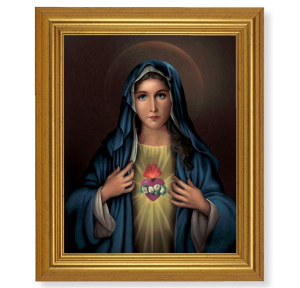 Immaculate Heart of Mary, 10"x12" Gold-Leaf Finished Classic Frame, Italian Print on Artboard # 27214