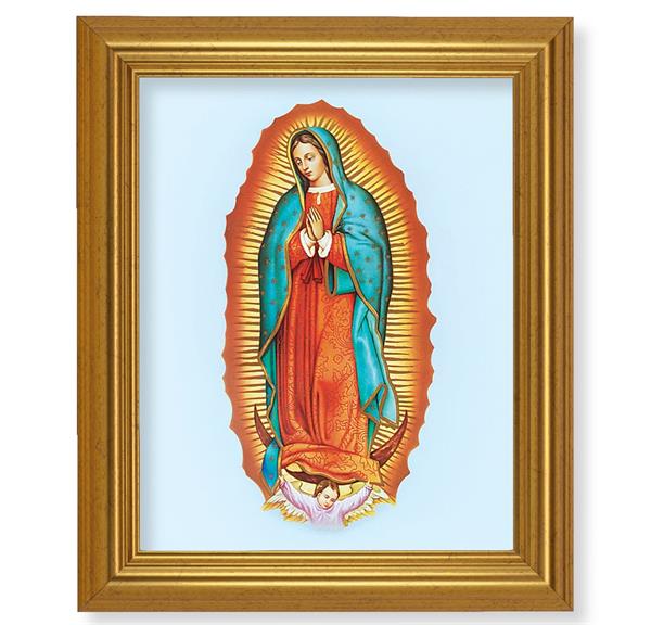 Our Lady of Guadalupe, 10"x12" Gold-Leaf Finished Classic Frame, Italian Print on Artboard # 27218