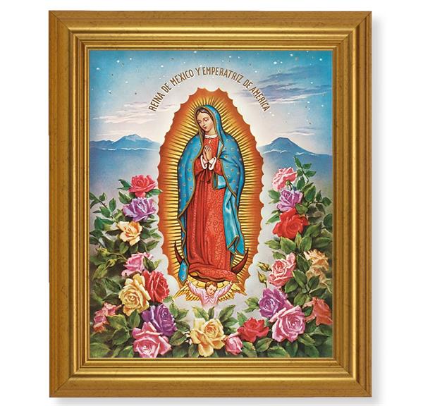 Our Lady of Guadalupe, 10"x12" Gold-Leaf Finished Classic Frame, Italian Print on Artboard # 27229