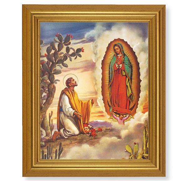 Juan Diego with OL Guadalupe, 10"x12" Gold-Leaf Finished Classic Frame, Italian Print on Artboard # 27232