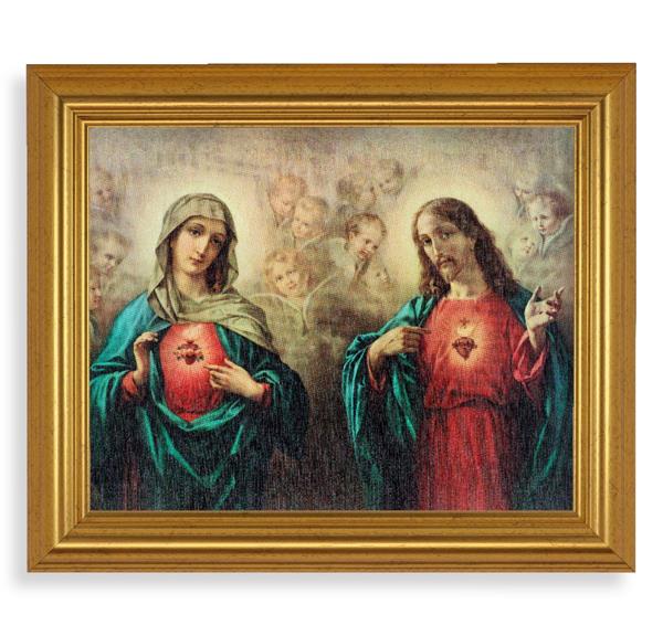The Sacred Hearts, 10"x12" Gold-Leaf Finished Classic Frame, Italian Print on Artboard # 27239