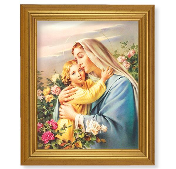 Madonna and Child, 10"x12" Gold-Leaf Finished Classic Frame, Italian Print on Artboard # 27241