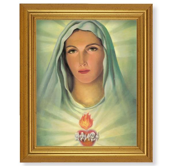 Immaculate Heart of Mary, 10"x12" Gold-Leaf Finished Classic Frame, Italian Print on Artboard # 27250