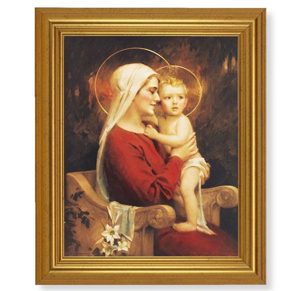 Chambers: Madonna and Child, 10"x12" Gold-Leaf Finished Classic Frame, Italian Print on Artboard # 27251