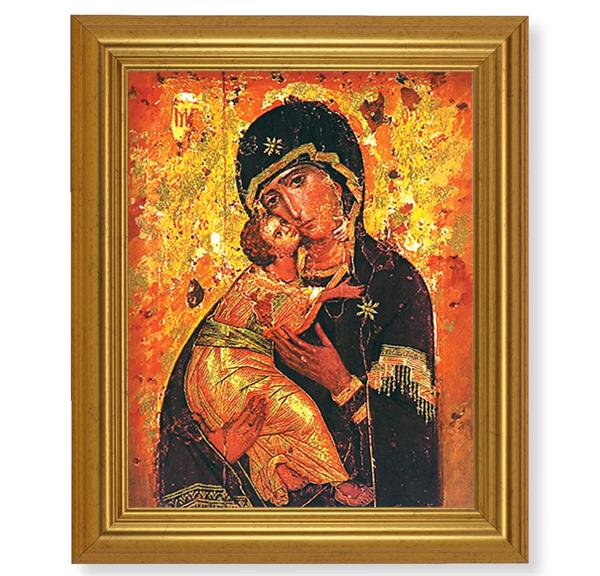 Our Lady of Vladimir, 10"x12" Gold-Leaf Finished Classic Frame, Italian Print on Artboard # 27259