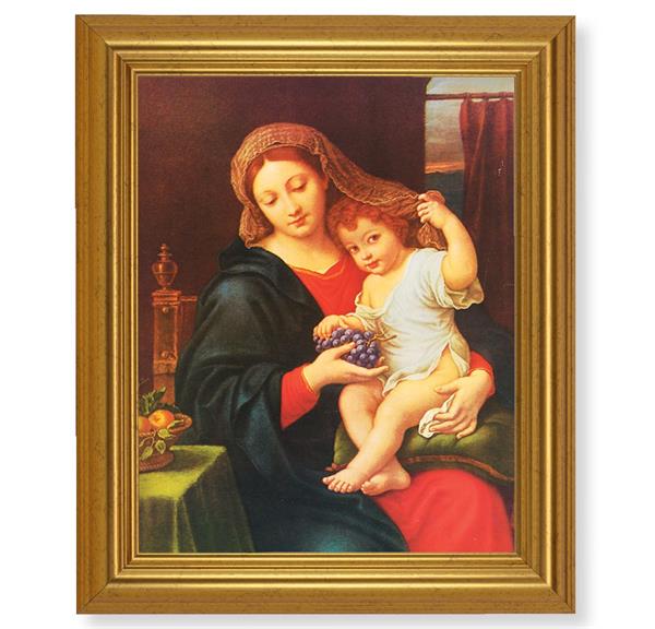 Mignard: Madonna of The Grapes, 10"x12" Gold-Leaf Finished Classic Frame, Italian Print on Artboard # 27264