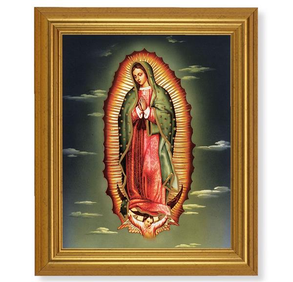Our Lady of Guadalupe, 10"x12" Gold-Leaf Finished Classic Frame, Italian Print on Artboard # 27277