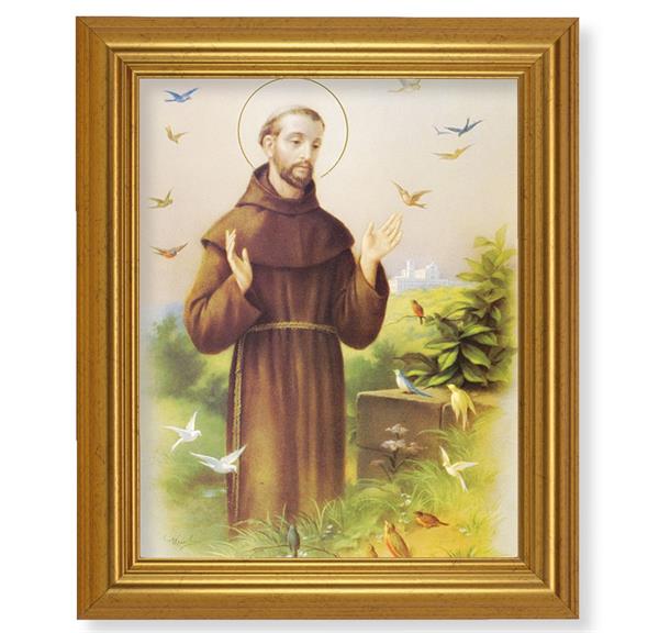St. Francis of Assisi, 10"x12" Gold-Leaf Finished Classic Frame, Italian Print on Artboard # 27282