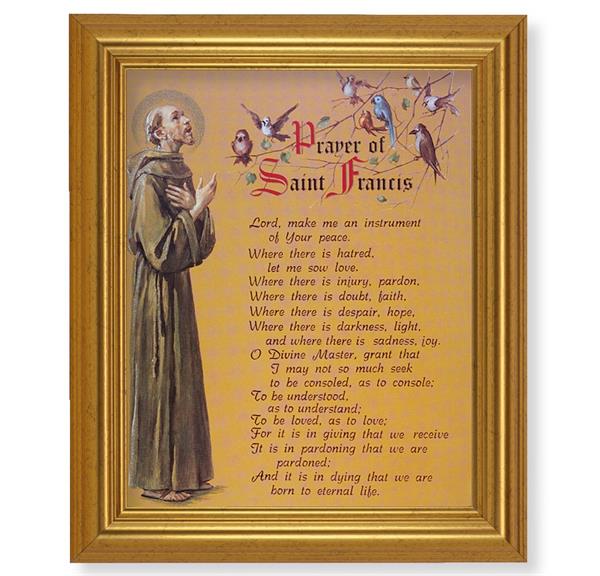 Prayer of St. Francis, 10"x12" Gold-Leaf Finished Classic Frame, Italian Print on Artboard # 27285