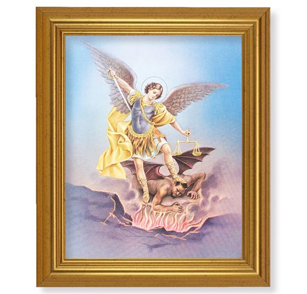 St. Michael, 10"x12" Gold-Leaf Finished Classic Frame, Italian Print on Artboard # 27292