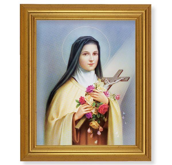 St. Therese of Lisieux, 10"x12" Gold-Leaf Finished Classic Frame, Italian Print on Artboard # 27296