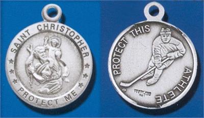 Sterling 7/8" St. Christopher Sport with Your Choice of Chain, Hockey, # 27297