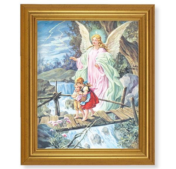 Guardian Angel with Children, 10"x12" Gold-Leaf Finished Classic Frame, Italian Print on Artboard # 27298
