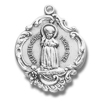 Sterling Silver Infant Jesus Medal, 1" overall, Your choice of chain, # 27302
