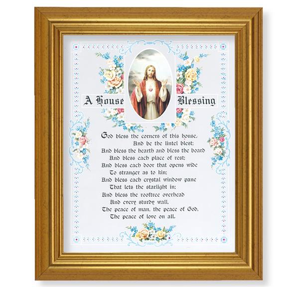 A House Blessing, 10"x12" Gold-Leaf Finished Classic Frame, Italian Print on Artboard # 27312