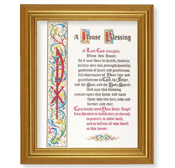 A House Blessing, 10"x12" Gold-Leaf Finished Classic Frame, Italian Print on Artboard # 27316