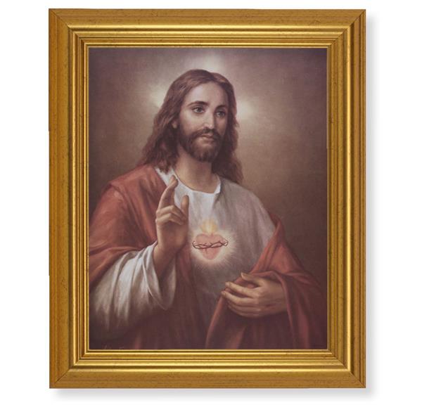 La Fuente: Sacred Heart of Jesus, 10"x12" Gold-Leaf Finished Classic Frame, Italian Print on Artboard # 27320