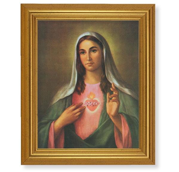 La Fuente: Immaculate Heart of Mary, 10"x12" Gold-Leaf Finished Classic Frame, Italian Print on Artboard # 27321
