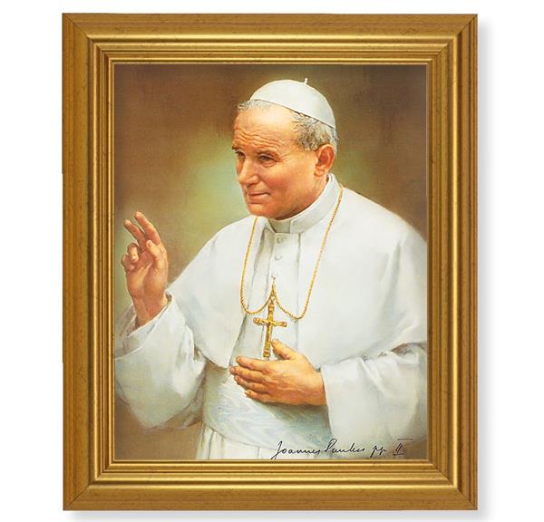 St. John Paul II, 10"x12" Gold-Leaf Finished Classic Frame, Italian Print on Artboard # 27323