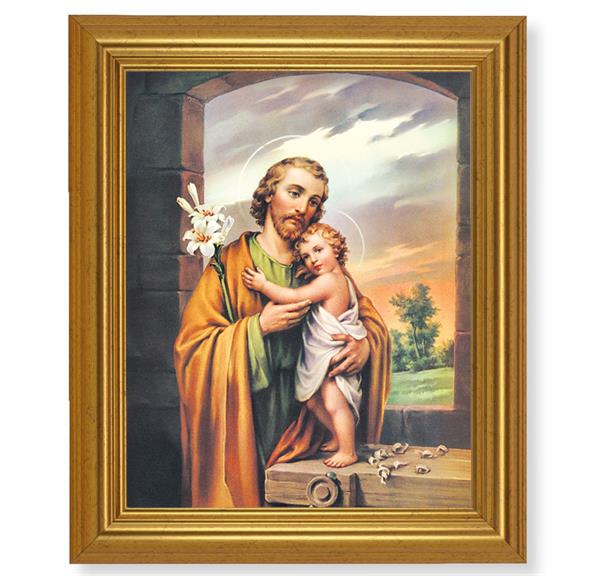 St. Joseph & Child, 10"x12" Gold-Leaf Finished Classic Frame, Italian Print on Artboard # 27329