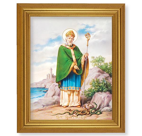 St. Patrick, 10"x12" Gold-Leaf Finished Classic Frame, Italian Print on Artboard # 27330